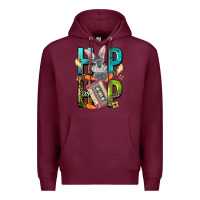 Burgundy Western hip hop Bunny Easter Day Premium Hoodie - LillyAllenDesigns
