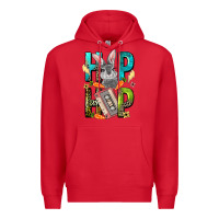 Red Western hip hop Bunny Easter Day Premium Hoodie - LillyAllenDesigns
