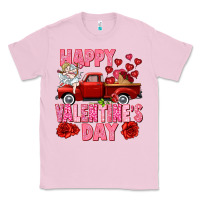 Bubblegum Pink Happy Valentine's day red truck Classic Tee - HowdyJamesFarm
