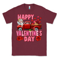Burgundy Happy Valentine's day red truck Classic Tee - HowdyJamesFarm