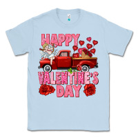 Dusty Blue Happy Valentine's day red truck Classic Tee - HowdyJamesFarm