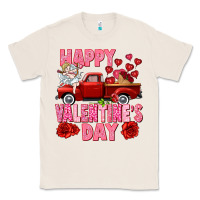Natural Happy Valentine's day red truck Classic Tee - HowdyJamesFarm