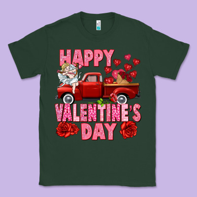 Happy Valentine's Day Red Truck Classic Tee Designed By Howdyjamesfarm