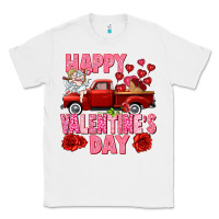 White Happy Valentine's day red truck Classic Tee - HowdyJamesFarm