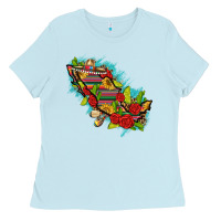 Baby Blue Mexico Map with Leopard and Sunflowers Ladies Tee - texasbilliewilder