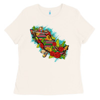 Bone Mexico Map with Leopard and Sunflowers Ladies Tee - texasbilliewilder