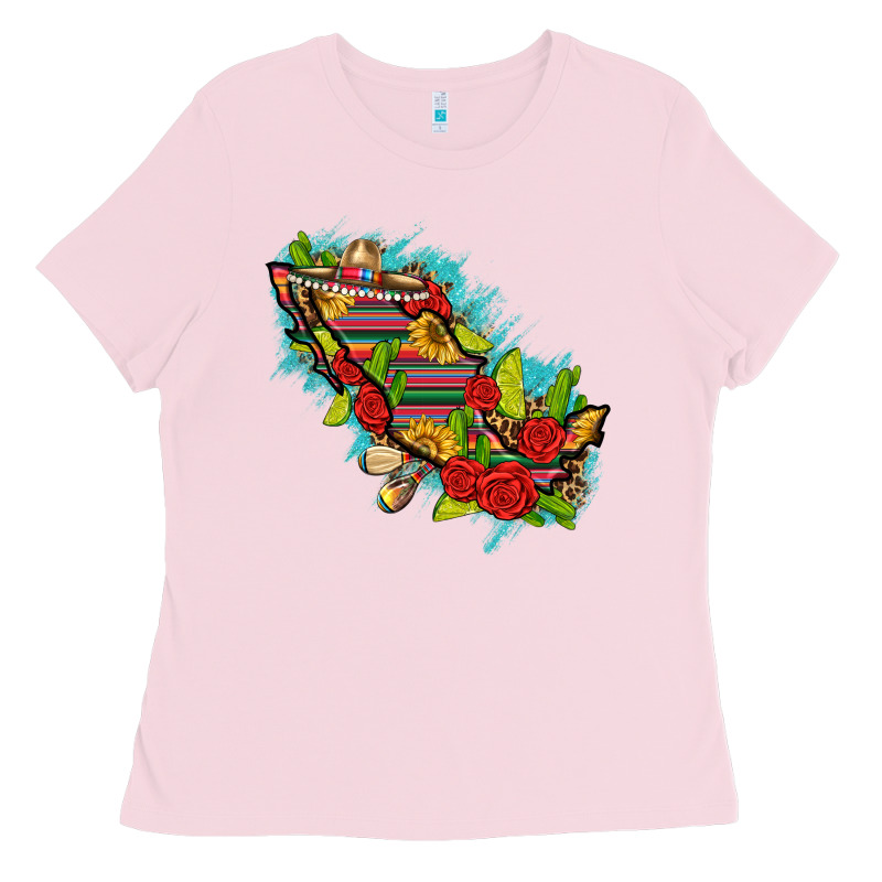Mexico Map With Leopard And Sunflowers Ladies Tee by texasbilliewilder | Teevron
