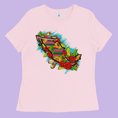 Mexico Map With Leopard And Sunflowers Ladies Tee Designed By Texasbilliewilder