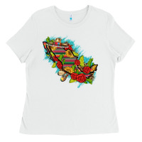 White Mexico Map with Leopard and Sunflowers Ladies Tee - texasbilliewilder