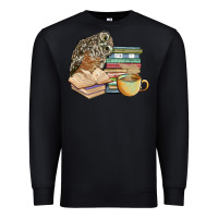 Black owl and books Premium Sweatshirt - BarkalooDesign