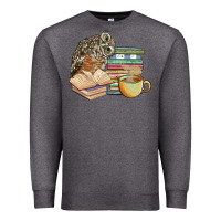 Charcoal Heather owl and books Premium Sweatshirt - BarkalooDesign