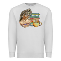 Dove Grey owl and books Premium Sweatshirt - BarkalooDesign