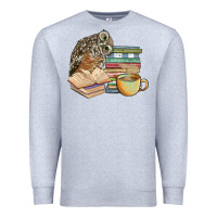 Heather Grey owl and books Premium Sweatshirt - BarkalooDesign