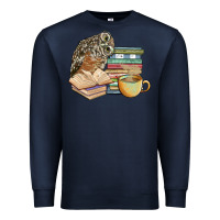 Navy owl and books Premium Sweatshirt - BarkalooDesign