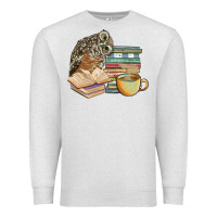 Oatmeal Heather owl and books Premium Sweatshirt - BarkalooDesign