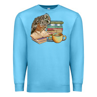 Ocean Blue owl and books Premium Sweatshirt - BarkalooDesign