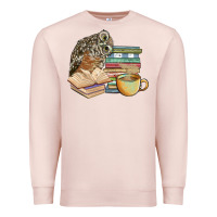Pale Pink owl and books Premium Sweatshirt - BarkalooDesign