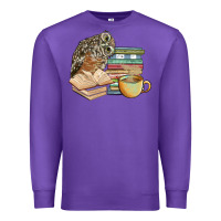 Purple owl and books Premium Sweatshirt - BarkalooDesign