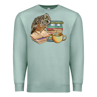 Seafoam owl and books Premium Sweatshirt - BarkalooDesign