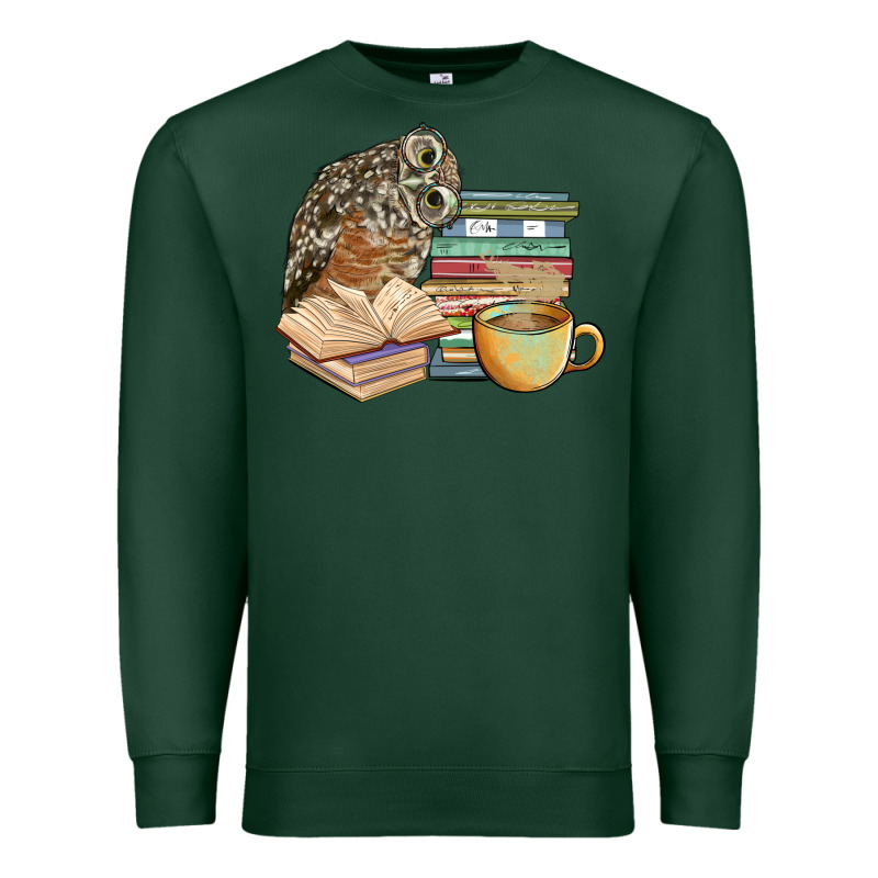 Owl And Books Premium Sweatshirt by BarkalooDesign | Teevron
