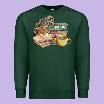 Owl And Books Premium Sweatshirt Designed By Barkaloodesign