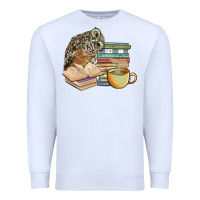 White owl and books Premium Sweatshirt - BarkalooDesign