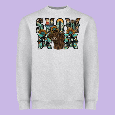Show Mom Highland Cow Heavyweight Sweatshirt Designed By Sublimationcraftshop