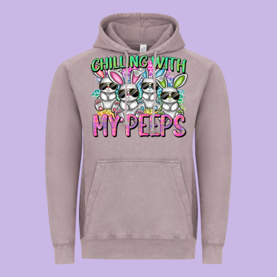 Chilling With My Peeps Easter Bunnies Vintage Hoodie Designed By Cowgirlartshop