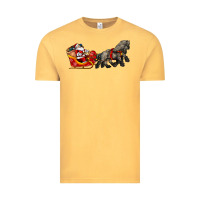 Vintage Mustard santa riding his sleigh with gifts Vintage Tee - CowGirlArtShop