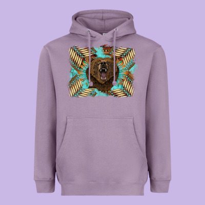 Bear Native American Background Heavyweight Hoodie Designed By Barkaloodesign