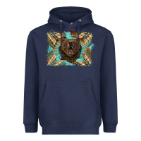 Navy bear native American background Heavyweight Hoodie - BarkalooDesign
