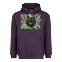Plum bear native American background Heavyweight Hoodie - BarkalooDesign