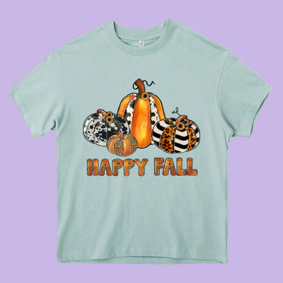 Happy Fall Heavy Core Tee Designed By Jahusdesignshop