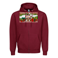 Burgundy Stocked christmas farm Zipper Hoodie - Artiststas