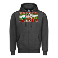 Charcoal Heather Stocked christmas farm Zipper Hoodie - Artiststas