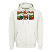 Oatmeal Heather Stocked christmas farm Zipper Hoodie - Artiststas