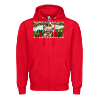 Red Stocked christmas farm Zipper Hoodie - Artiststas