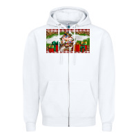 White Stocked christmas farm Zipper Hoodie - Artiststas