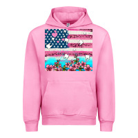 Fuchsia Pink american flag and teeth with flowers Urban Hoodie - AdoDesignShop