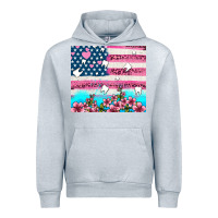 Heather Grey american flag and teeth with flowers Urban Hoodie - AdoDesignShop