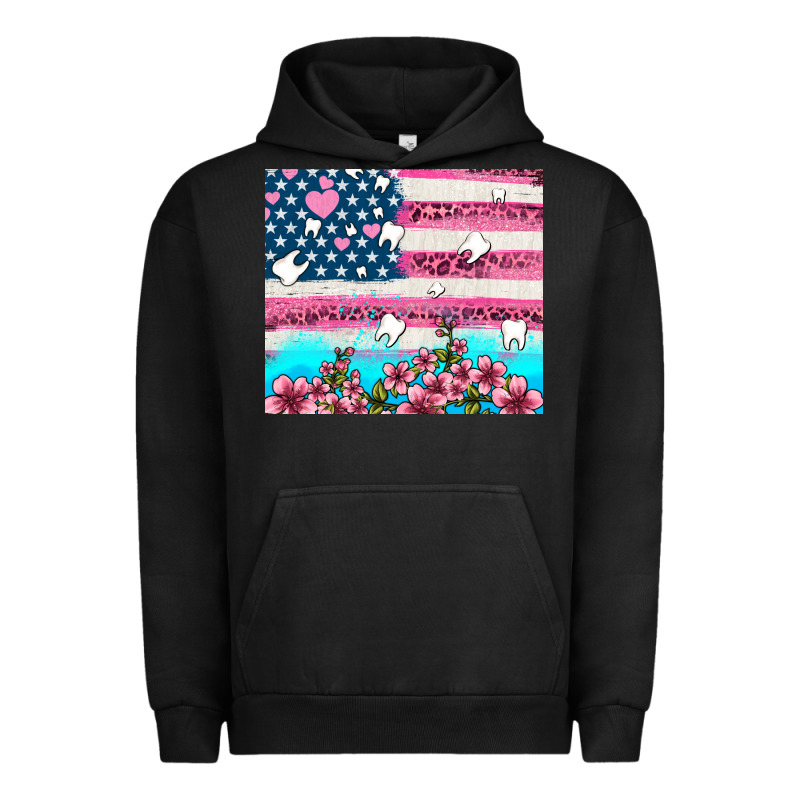 American Flag And Teeth With Flowers Urban Hoodie by AdoDesignShop | Teevron