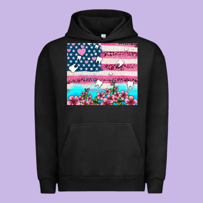 American Flag And Teeth With Flowers Urban Hoodie Designed By Adodesignshop