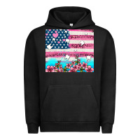 Pigment Black american flag and teeth with flowers Urban Hoodie - AdoDesignShop