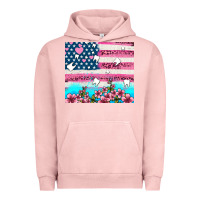 Pigment Salmon american flag and teeth with flowers Urban Hoodie - AdoDesignShop