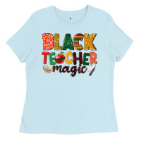Baby Blue black teacher magic Ladies Tee - NancyCooperArtShop