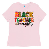 Bubblegum Pink black teacher magic Ladies Tee - NancyCooperArtShop