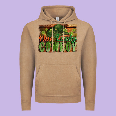 One Lucky Cowboy St. Patrick's Day Vintage Hoodie Designed By Cowgirlartshop