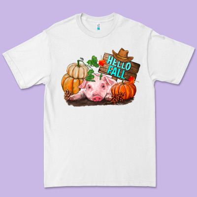Hello Fall Pig Premium Tee Designed By Ranaportraitstore