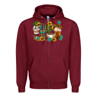 Burgundy Coffee cups Zipper Hoodie - Artiststas