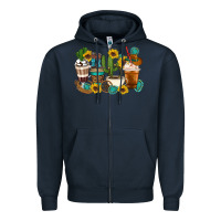 Navy Coffee cups Zipper Hoodie - Artiststas